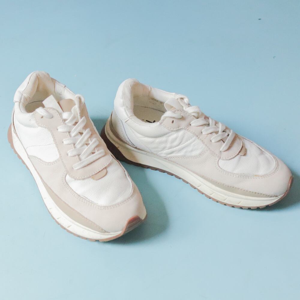 Madewell MWL Kickoff Neutral Colorblock Leather Trainer Sneaker Size Women's 7.5